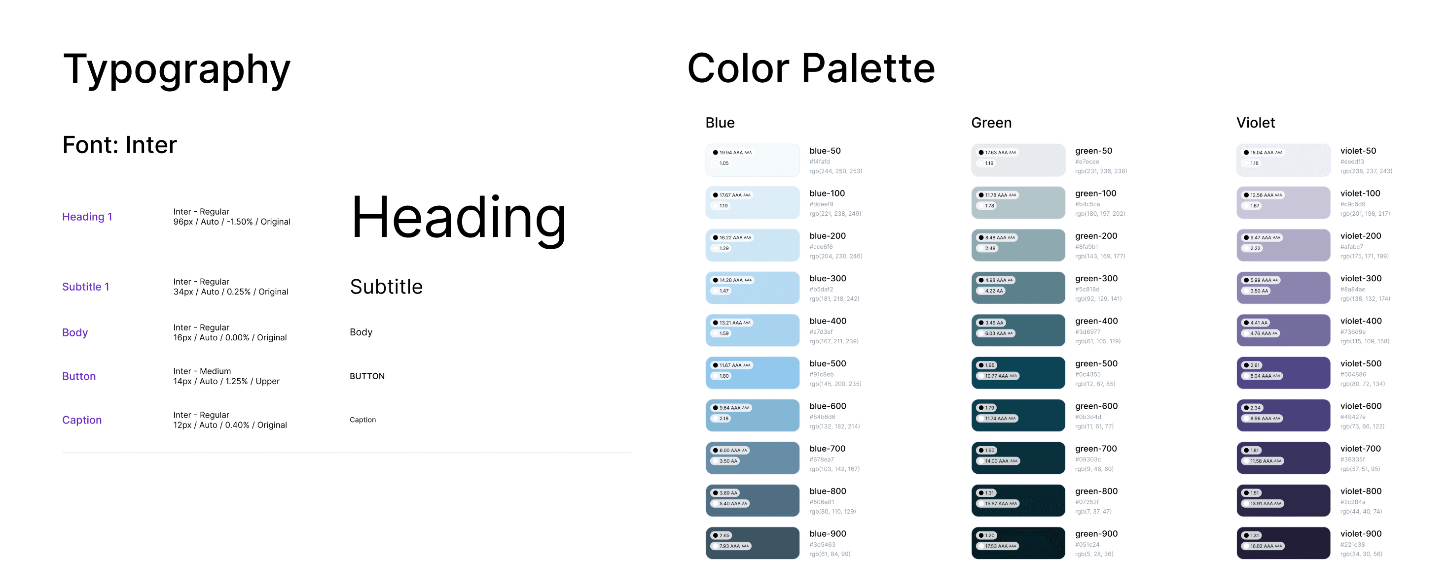 Typography and Color Palette Information